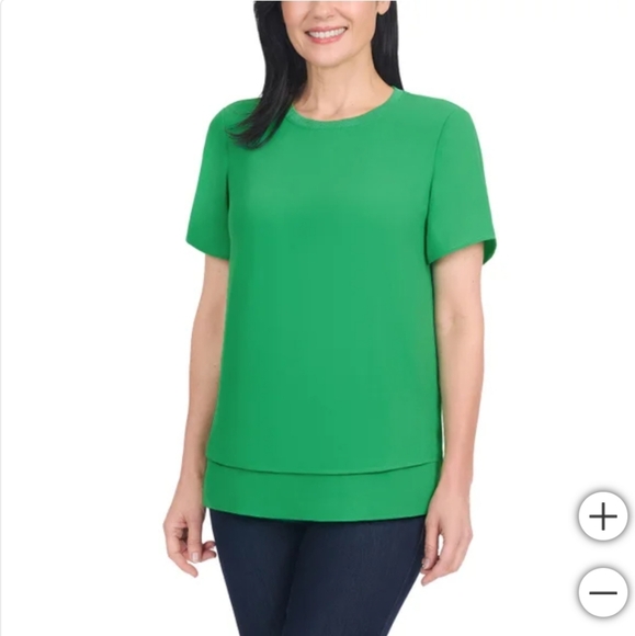 NWT Hilary Radley Women's Short Sleeve Blouse Green - Picture 1 of 7